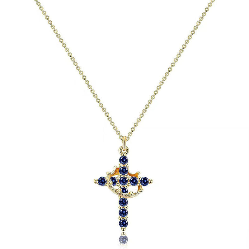 18K Real Gold Plated Copper Cross Necklace With Zircon Stylish And Minimalist Design