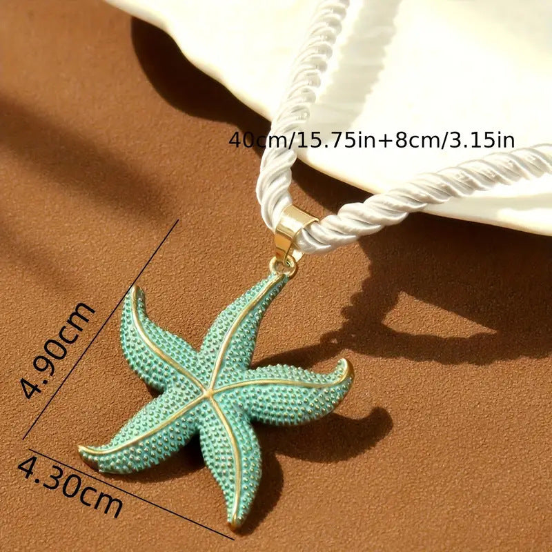 Retro Starfish Pendant Necklacestylish For Everyday Casual Wear