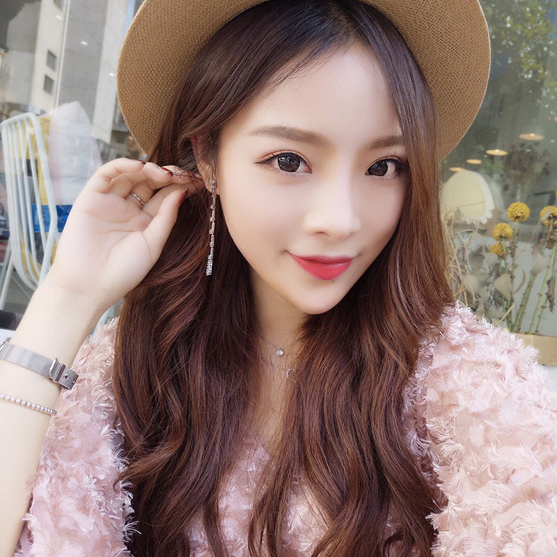 Mid-length long curly hair female wig