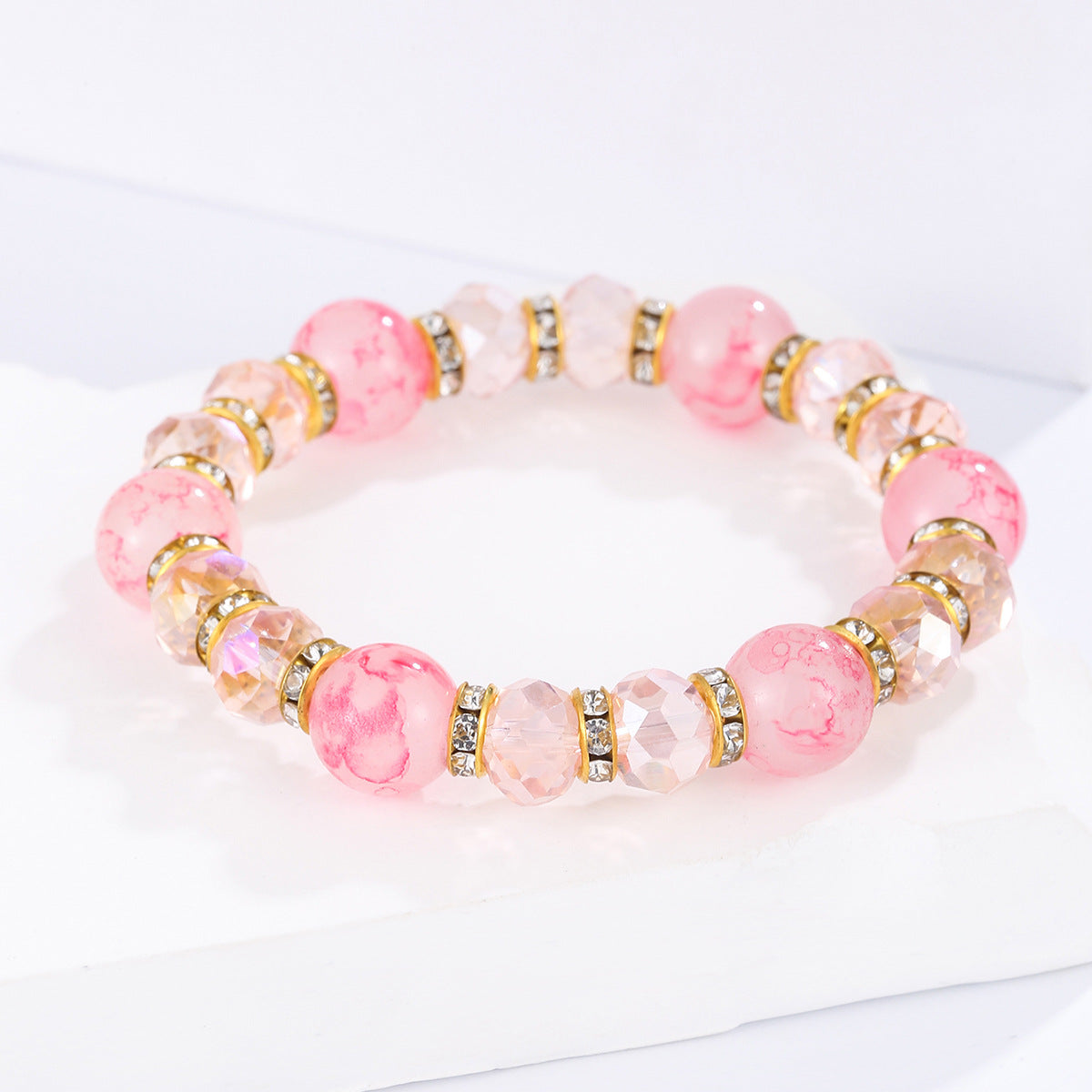 Colorful Glass Bead Crystal Beaded Bracelet