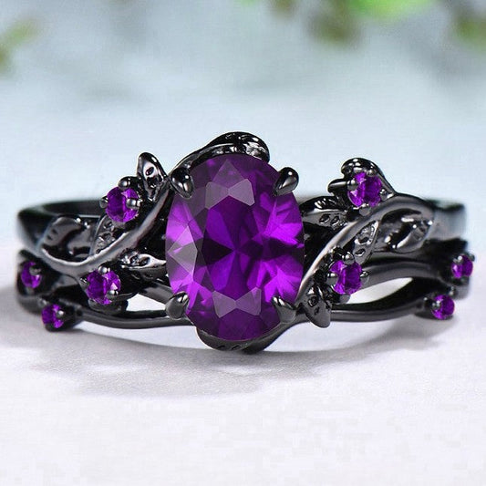 Amethyst Ring Gun Black Rose Branches Cross