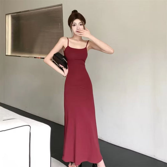 Sleeveless Waist-cinching Backless Slip Dress For Women