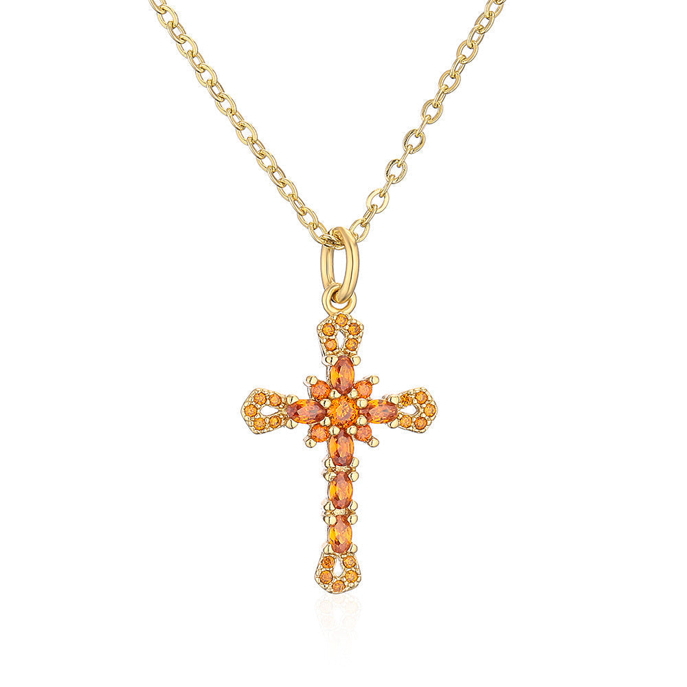 Womens Niche Geometric Pendant Necklace With Copper Plated In 18K Gold And Micro Set Zirconia Stones