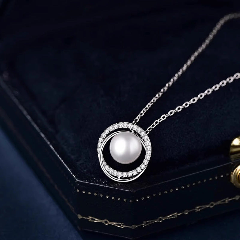 Womens Niche Minimalist Trendy Faux Pearl Pendant Clavicle Necklace