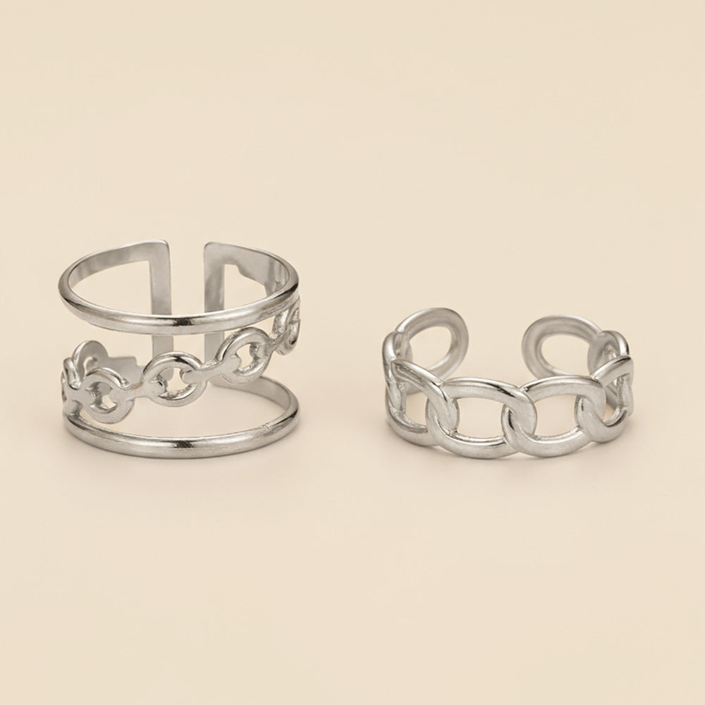 Exaggerated Personality Ring Set Stainless Steel Plated